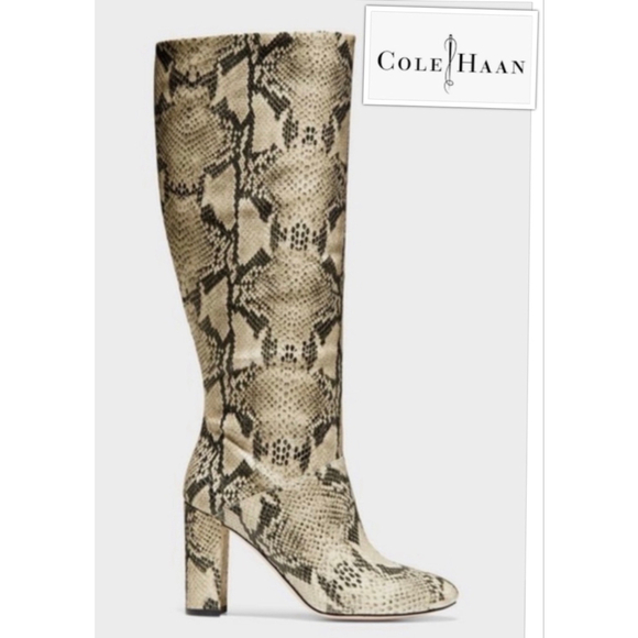 Cole Haan Shoes - Cole Haan Snakeskin coastal Cowgirl Chic Mobwife Tall Chunky Heel Boots size 8.5